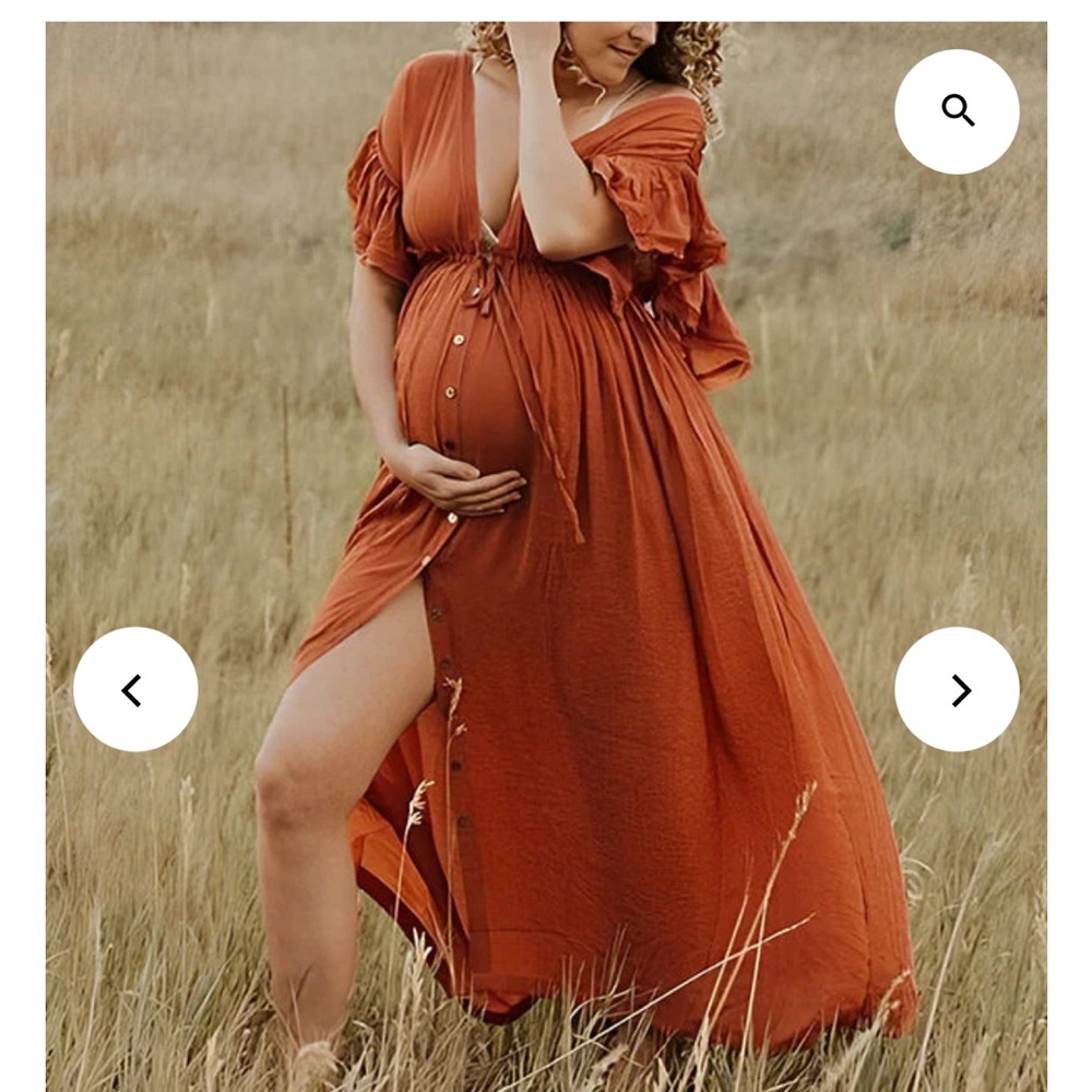 Elegant Rust Maternity Dress